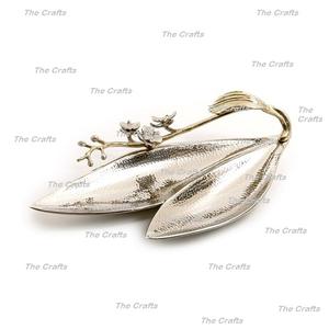 Bol de service en acier et en aluminium au design de feuille pour accessoires de table vaisselle bols à collations à salade à faible taux - Product Image 1