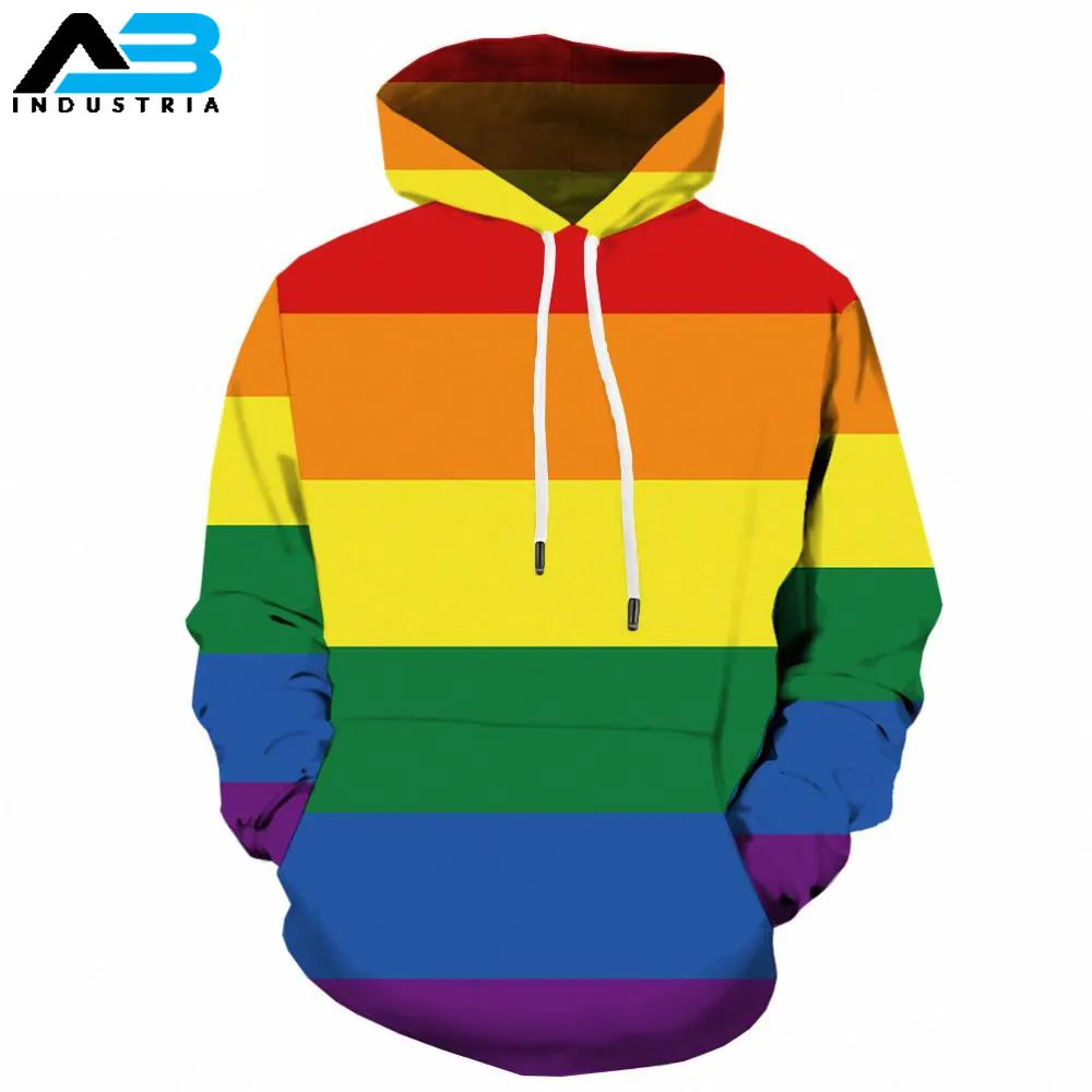 Rainbow Design Men Hoodies