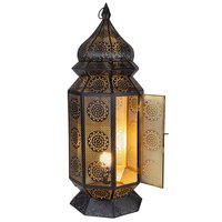 Lampe lanterne sur pied noire et or, Style marocain, artisanal, décoratif, nouveau modèle,
