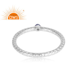 Bague en pierre précieuse tananite bleue naturelle, anneau empilable, argent Sterling 925, pour filles - Product Image 3