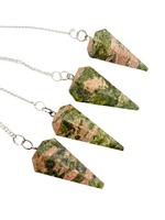 Péndulo de Cristal de Unakita Hexagonal de 6 Caras al por Mayor, Hermosa Amuleta de Radiestesia Verde y Naranja, Coleccionable Hecho a Mano de Calidad Premium AAA
