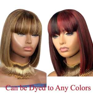 Berryshair วิกผมแท้บราซิลเลี่ยนวิกผมบ๊อบหน้าม้า8-16in เล็กไร้กาว - Product Image 4