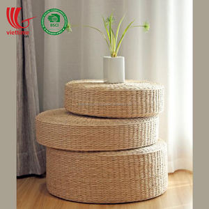 Venta al por mayor de jacinto de agua natural cojín de asiento redondo otomano Vietnam tejido a mano taburete de paja trenzada y Otomano - Product Image 4