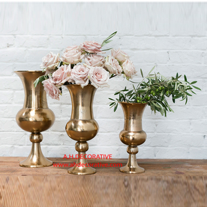 Traditional Aluminium Gold Antique Urn <b>Vase</b> for Home Decoration Antique Design Metal Decorative Wedding <b>Vase</b> - Product Image 5