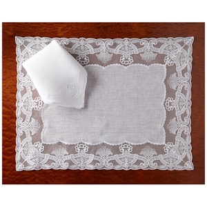 Set de napperon et serviettes de table en dentelle, 4 pièces, ensemble de luxe en coton blanc avec broderie, pour le Restaurant, la maison - Product Image 1