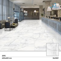 Azulejos de Porcelana Pulida SKYTOUCH con Patrón Floral 3D Azul Marino, 600x600mm, Diseño Oceánico para Baño