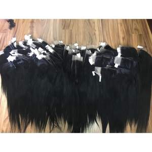 14 Inches HD Soft Virgin Remy Hair <b>Machine</b> Double Weft Silky Straight Unprocessed Bone Straight Hair <b>Weaving</b> Vietnam Human - Product Image 1