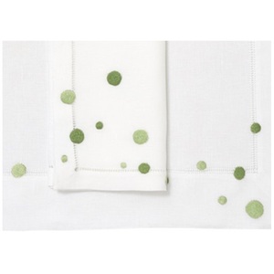 Embroidery Green <b>Dot</b> Placemat&Napkin Set for Home Restaurant 100% Cotton Hemstitched Placemat&Napkin Set - Product Image 2