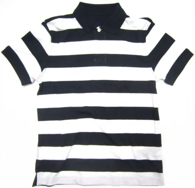 Black/White Striped Polo Shirt Rugby Polo Shirt Sports Polo Shirt MenのVertical Stripe Polo Black/ホワイト