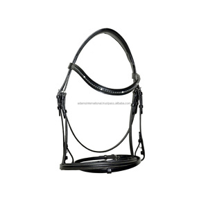 Brida de caballo ecuestre de cuero de alta calidad con acolchado suave y banda de cejas de perla logotipo personalizado para montar - Product Image 1
