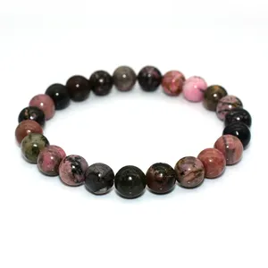 Wholesale 4/6/8/10/12mm Natural Black Line Red Rhodonite Bracelet For Women Men