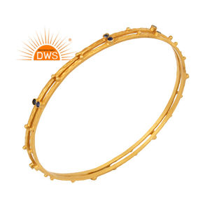 Best Selling Sterling <b>Silver</b> Natural Blue Sapphire Gemstone Double Set <b>Bangle</b> <b>for</b> <b>Women</b> Jewelry Manufacturer - Product Image 1