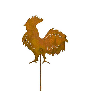 Estaca de jardín de gallo de metal oxidado al aire libre - Product Image 1