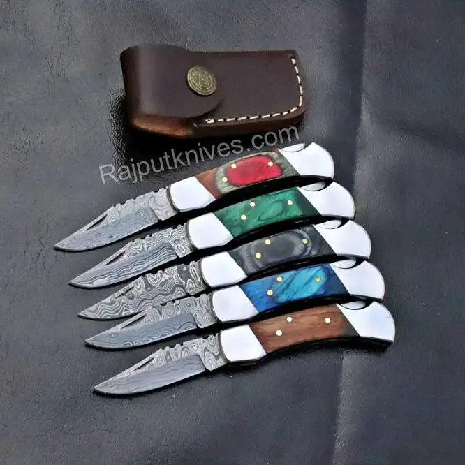 Best Mini Small pocket folding knife in Damascus steel