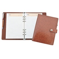Penjualan Terbaik Grosir Harga Murah Ukuran A5 Premium Logo Kustom Dapat Dikunci PU Kulit Buku Harian Notebook Tanggal untuk Karyawan Kantor
