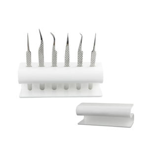 Pinzas de pestañas curvas de volumen ruso Acabado a mano Cromo Acero inoxidable Etiqueta privada ecológica para extensión de pestañas - Product Image 1