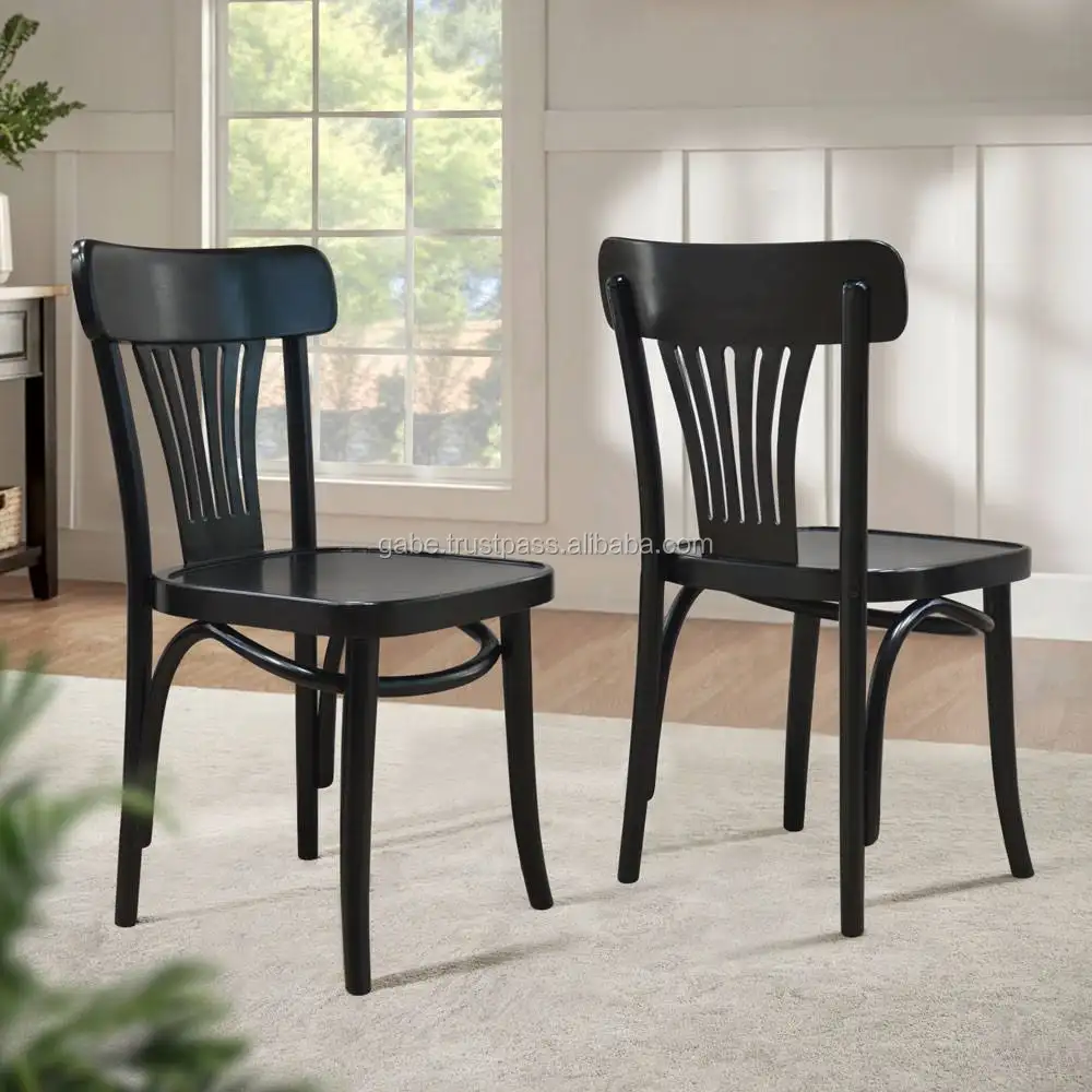 Silla de madera maciza Cafe THONET, color negro