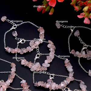 Pulsera con Chip de piedra en bruto rosa al por mayor, cuentas irregulares de cristales de circón blanco, regalo de amor, pulsera sin cortar natural para Apple Watch - Product Image 6