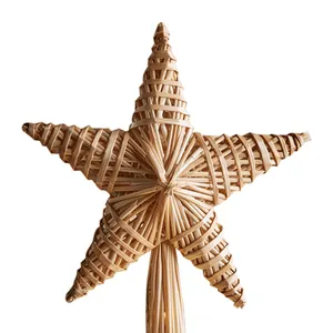 Handmade Rattan Star Shaped Tree Topper Christmas Tree Decoration Ornament
