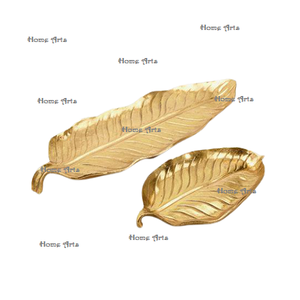 Juego de bandeja de postre con forma de hoja de aluminio de tres aperitivos de color dorado, plato para servir frutas para uso de vajilla - Product Image 3