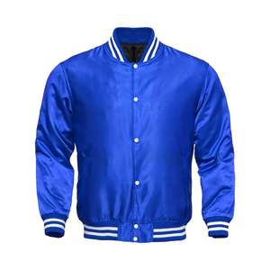 Sialkot-Chaqueta Bomber azul para hombre, Logo personalizado bordado, hecho en paquistaní - Product Image 4