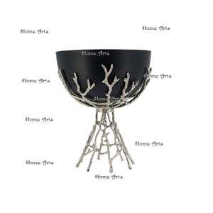 Bol décoratif de qualité exclusive de couleur noire, fait à la main, de forme ronde, pour servir les aliments lors de mariages et de fêtes - Product Image 3