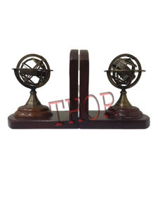 Modèle armillaire en bois marron nautique serre-livres à collectionner décor de bureau article acrylique marbre laiton élégant support de support de livre - Product Image 5