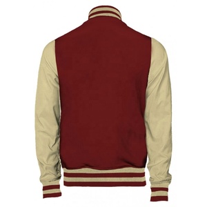 Chaqueta de bombardero de béisbol polar de algodón con capucha para hombre con logotipo personalizado bordado chaqueta de cuero personalizada al por mayor - Product Image 4