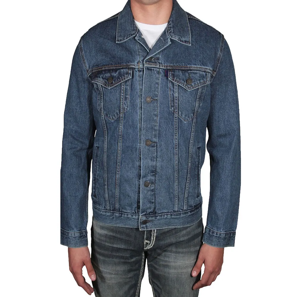 High Density Cotton Denim Jeans Jackets Custom Leather Embossed Decoration Embroidery Denim Jackets