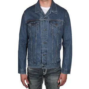 Jaqueta jeans de algodão de alta densidade, decoração personalizada em couro com relevo, bordada, denim