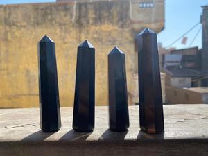 Torre de varita de puntos de obsidiana negra NATURAL, torre de varita de doble punto, Torre Negra pulida, punta de tubo de alta calidad - Product Image 2