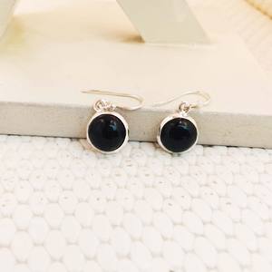 Boucles d'oreilles en argent sterling 925 avec onyx noir et diamant bijoux de mariage indiens à la mode pour femmes en gros bijoux en argent 925 - Product Image 1