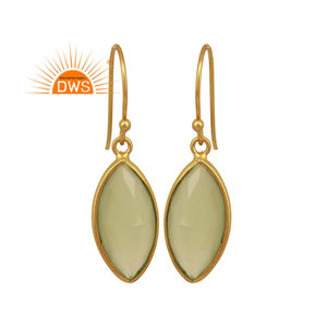 Handmade 14k Gold Plated 925 Sterling Silver Prehnite Chalcedony Gemstone Earrings Jewelry Wholesale - Product Image 1