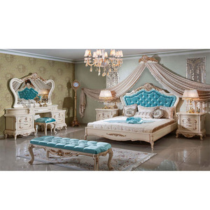 Cinoon — ensemble de meubles de chambre à coucher de Style moderne européen, ensemble traditionnel en bois de teck, tapisserie, belle ensemble de chambre de luxe en bois - Product Image 1