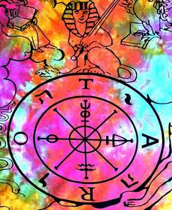 Póster de tapiz de algodón con tarjeta de Tarot, pequeña rueda de La Fortuna, cubierta de mesa multicolor, decoración del hogar, Tarot extendido por consignadores indios - Product Image 1