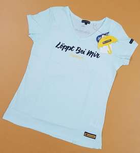 T-shirt à manches courtes et col en V pour femmes, de marque haut de gamme, vêtements de sport légers et respirants pour la course à pied, lot de stock du Bangladesh - Product Image 1