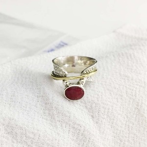 Ruby Gemme Deux Tone Anneau 100% 925 Sterling Argent De Luxe de Haute Qualité En Gros Prix À La Mode Et à la mode Ruby Anneau - Product Image 6