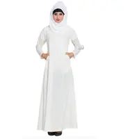 AJM TRADE HOUSE nuove donne musulmane di vendita calde abito bianco semplice abaya per Haj ummra con tasche laterali