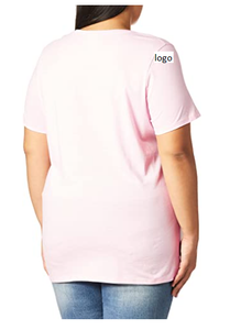 Camiseta de talla grande con cuello en V de manga corta para mujer, camiseta 60% de algodón 28% de poliéster 12% de rayón, ropa de baño importada a máquina de China - Product Image 6
