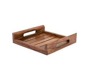 ถาดเสิร์ฟกาแฟชาทรงสี่เหลี่ยมผืนผ้าถาดไม้เสิร์ฟอาหารดีไซน์ล่าสุด - Product Image 2