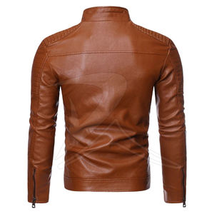 Venta al por mayor último diseño casual chaqueta de cuero puro de los hombres de talla grande con cierre de cremallera invierno lavado algodón relleno en precio - Product Image 2