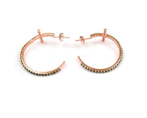 Piedra preciosa de circón cúbico verde con forma de estilo cruzado hecho a mano chapado en oro rosa regalo elegante para su pendiente de tuerca - Product Image 2