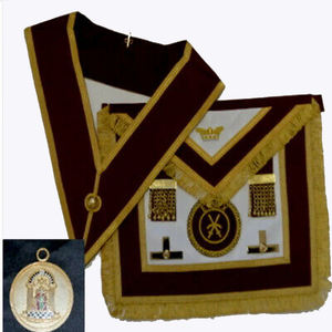 Masonic Knight Mason Regalia Set Delantal y faja bordados a mano con función magnética Tipo de insignia cosida - Product Image 6
