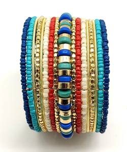 Pulseras tejidas de colores para compras en línea, joyería de último diseño, popular, cuentas de oro, brazalete, suministro de joyería, India - Product Image 4
