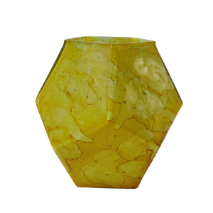 Jarrón de Vidrio Decorativo Personalizado, Nuevo, con Diseño Irregular Marmoleado en Amarillo, de Alta Calidad, Hecho a Mano, para Centros de Mesa - Product Image 1