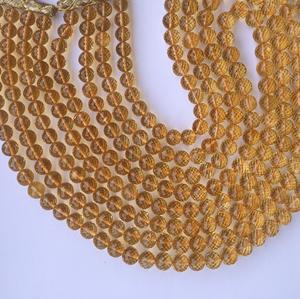Cuentas Redondas Facetadas de Citrino Natural de 7mm y 9mm, Hebra de Piedras Preciosas, Certificación IGI, Suministros para la Fabricación de Joyería - Product Image 1