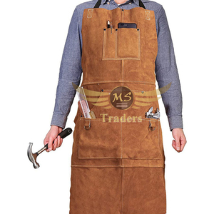 New Arrival High Quality Custom Heat Flame Resistant Heavy Duty Welding Leather Work Shop Tool Apron Ladies Men's Aprons - Product Image 5