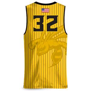 Le plus récent maillot de basket-ball de conception et court avec sublimation sur mesure sans manches col en V couleur jaune uniforme - Product Image 3