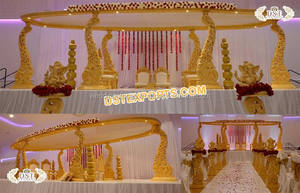 Mandap de Madera con Tallado Floral de Lujo para Bodas Indias, Decoración Floral Tallada para Lugar de Bodas, Londres - Product Image 3