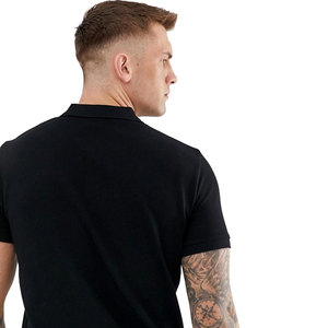 Camiseta 100% de algodón para hombre, Polo negro liso, alta calidad, barato - Product Image 3